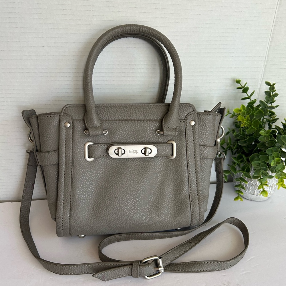 Gray Leather Handbag